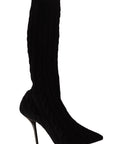 Elegant Stretch Sock Boots in Black