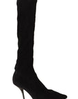 Elegant Black Stretch Socks Boots