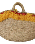 Multicolor Crystal Embellished Straw Tote