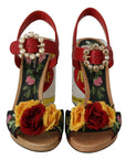 Multicolor Floral Crystal Embellished Sandals