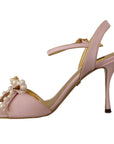 Elegant Silk Blend Pink Ankle Strap Heels