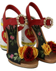 Multicolor Floral Crystal Embellished Sandals