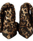 Elegant Leopard Sequin Knee-High Boots