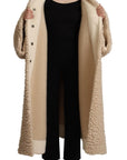 Elegant Beige Cashmere Overcoat Jacket