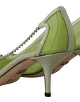 Enchanting Green Mesh Chain Pumps