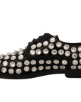 Crystal-Embellished Leather Formal Flats