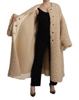 Elegant Beige Cashmere Overcoat Jacket