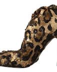 Elegant Leopard Sequin Knee-High Boots