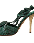 Emerald Exotic Leather Heeled Sandals