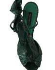 Emerald Exotic Leather Heeled Sandals