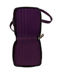 Elegant Purple Leather Bifold Wallet with Strap