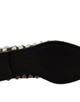 Crystal-Embellished Leather Formal Flats