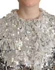 Chic Silver Sequined Jacket Coat