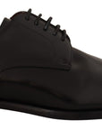 Black Leather Lace Up Formal Derby Shoes