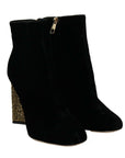 Elegant Velvet Ankle Boots with Crystal Heels