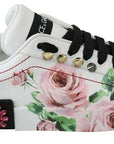 Floral Crystal-Embellished Leather Sneakers