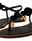Chic Leather Ankle Strap Flats with Gold Detailing