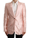 Elegant Pink Silk Blazer Jacket