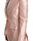 Elegant Pink Silk Blazer Jacket