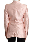 Elegant Pink Silk Blazer Jacket