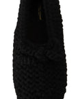 Elegant Black Wool Knit Ballet Flats