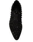 Elegant Gros Grain Lace-Up Jeweled Flats