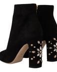Elegant Suede Ankle Boots with Crystal Embellishment