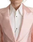 Elegant Pink Silk Blazer Jacket