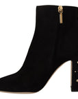 Elegant Suede Ankle Boots with Crystal Embellishment