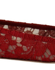 Radiant Red Lace Ballet Flats with Crystal Buckle