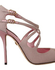 Pink Glitter Peep Toe High Heels Sandals