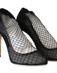 Elegant Netted Sock Pumps in Timeless Black