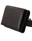 Elegant Leather Trifold Multi Kit with Strap