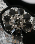 Elegant Silver-Black Crystal Mary Janes Pumps