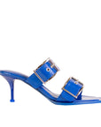 Elegant Heeled Buckle Blue Sandals