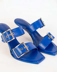 Elegant Heeled Buckle Blue Sandals