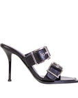 Elegant Heeled Black Leather Sandals