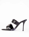 Elegant Heeled Black Leather Sandals