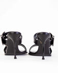 Elegant Heeled Black Leather Sandals