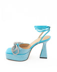 Elegant Light Blue Crystal Bow Sandals