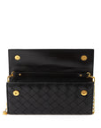 Elegant Black Leather Mini Bag Wallet on Chain