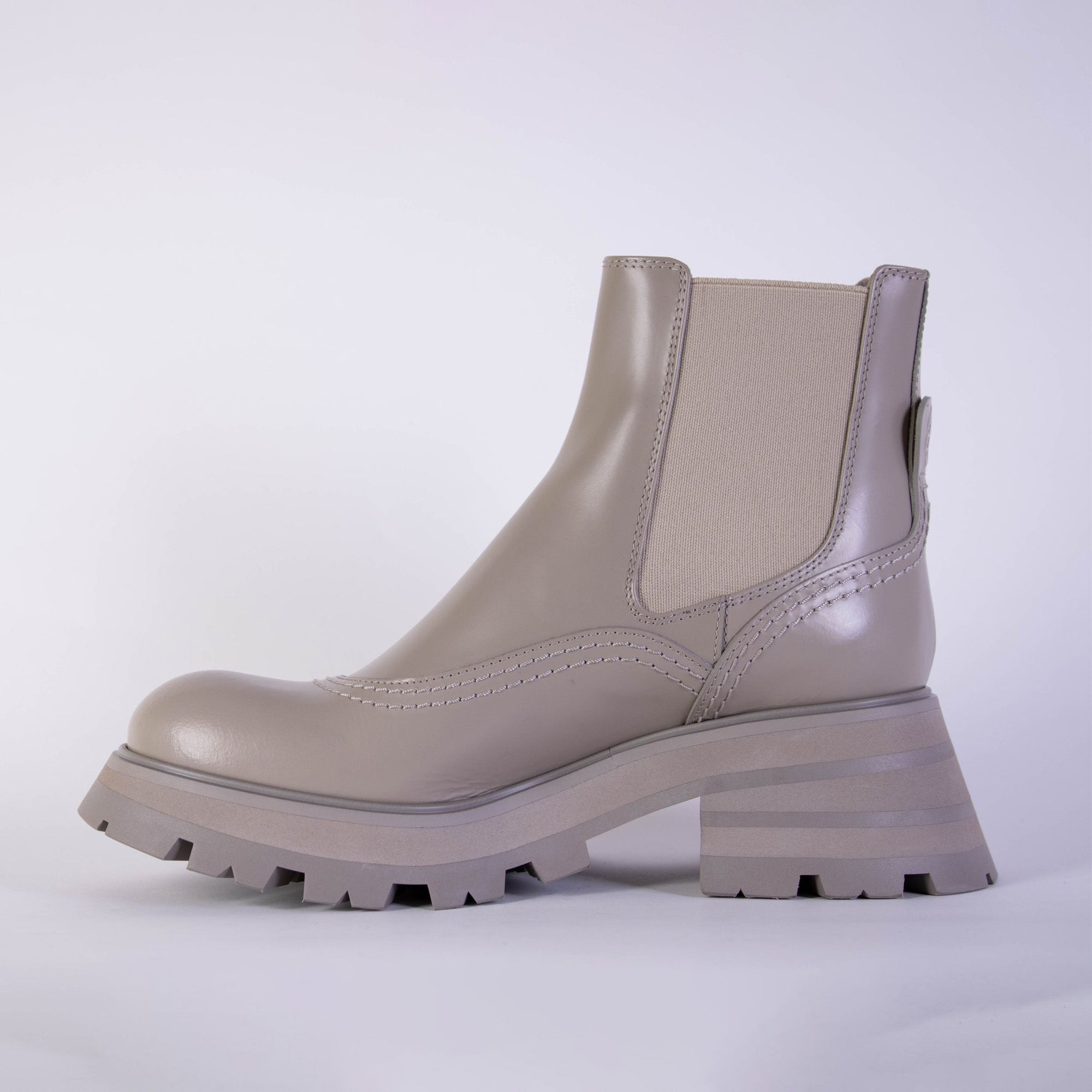 Elegant Taupe Brushed Leather Chelsea Boots