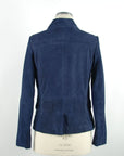 Chic Blue Leather Elegance Jacket