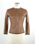 Chic Brown Leather Jacket with Slim Fit
