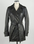 Elegant Brown Leather Trench Coat