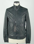 Elegant Blue Leather Jacket for Men